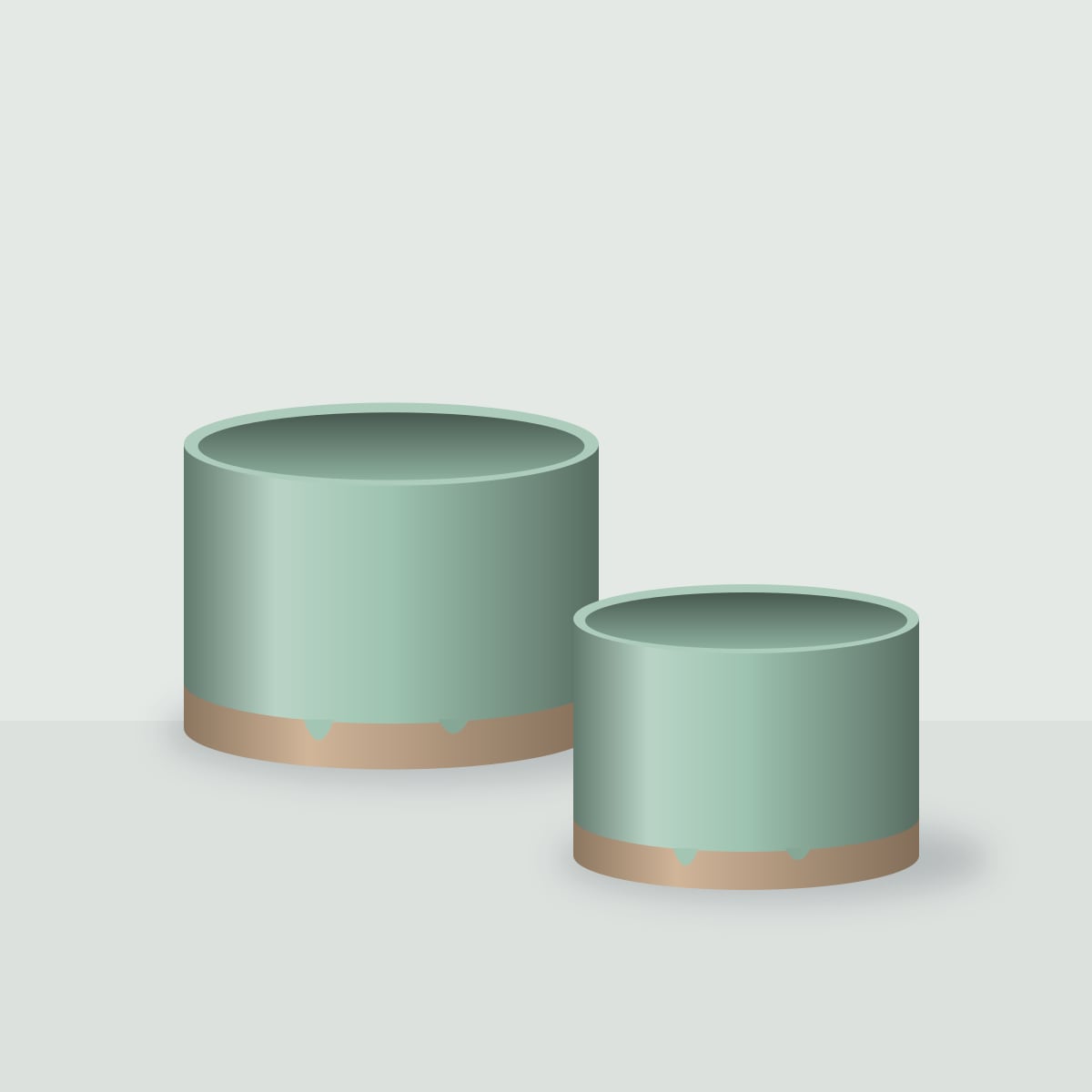 Celadon tea bowls, pair